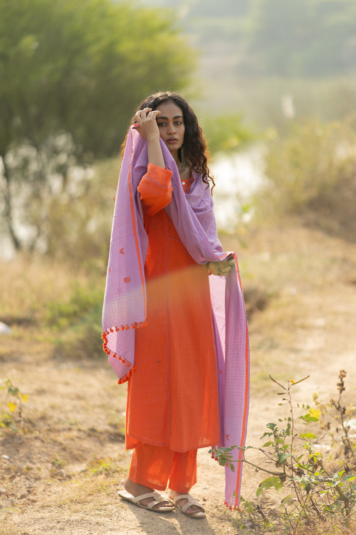 Pumpkin Kurta Set with Dupatta