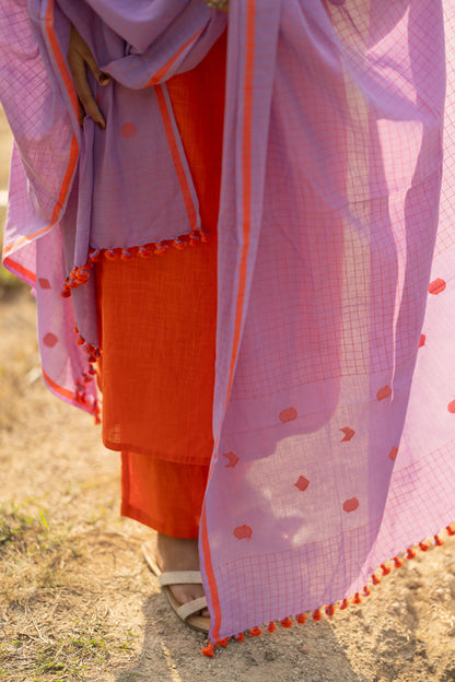 Pumpkin Kurta Set with Dupatta