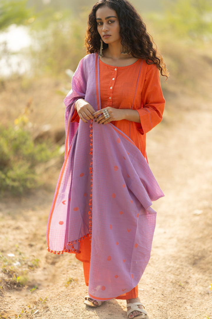Pumpkin Kurta Set with Dupatta