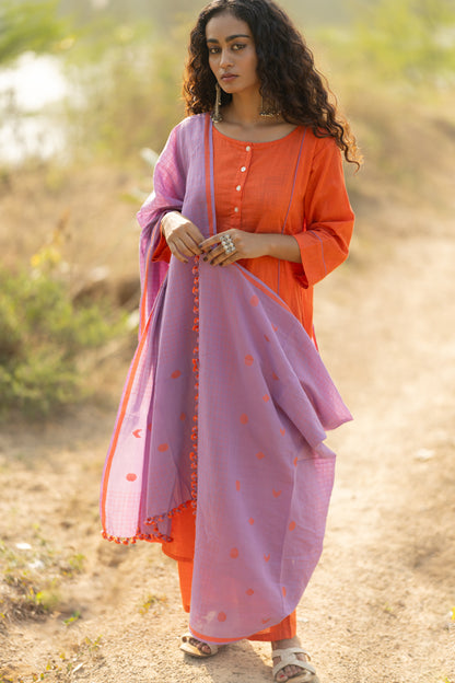 Pumpkin Kurta Set with Dupatta