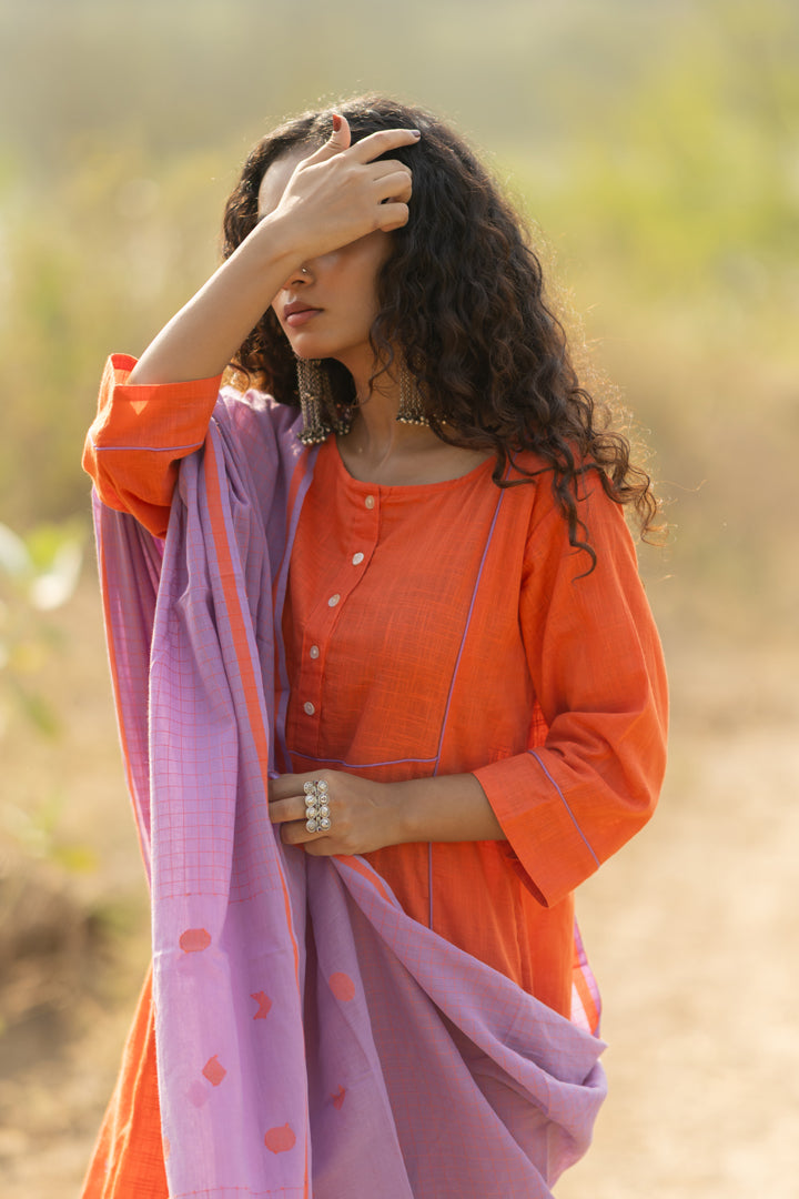 Pumpkin Kurta Set with Dupatta