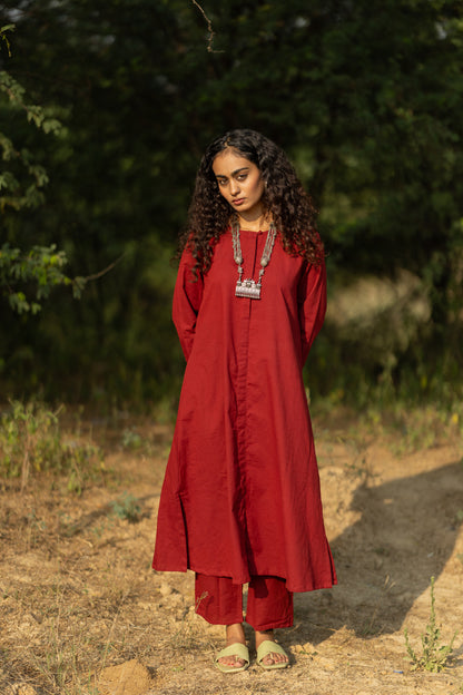 Claret Kurta Set with Dupatta
