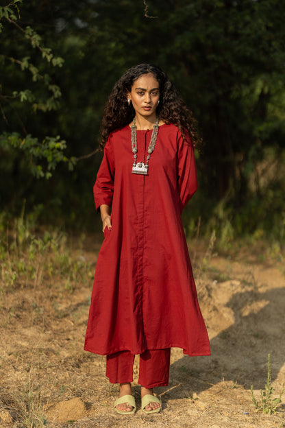 Claret Kurta Set with Dupatta