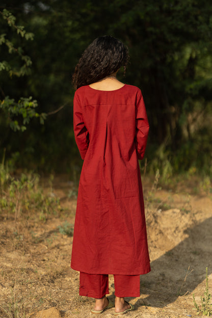 Claret Kurta Set with Dupatta