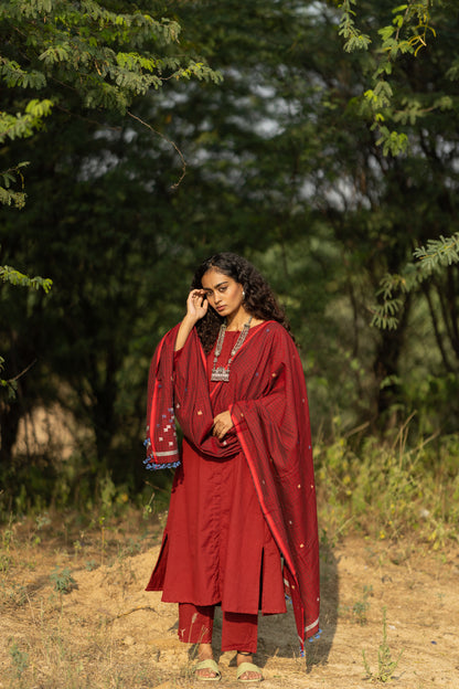 Claret Kurta Set