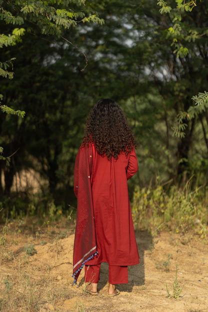 Claret Kurta Set