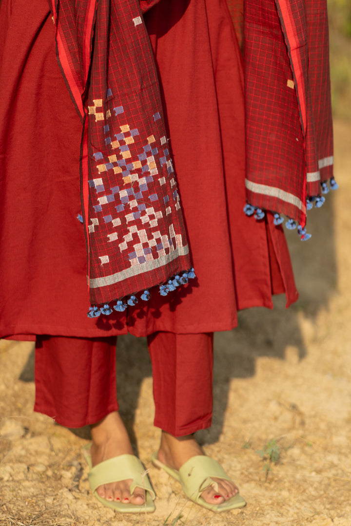 Claret Kurta Set