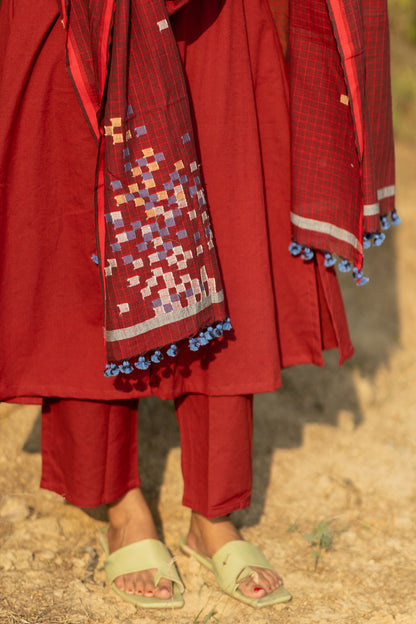 Claret Kurta Set