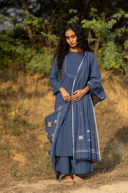 Earthy Blue Kurta Set with Dupatta