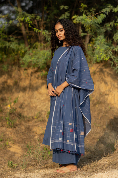 Earthy Blue Kurta Set with Dupatta