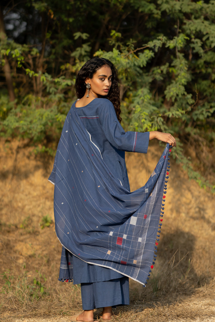 Earthy Blue Kurta Set with Dupatta