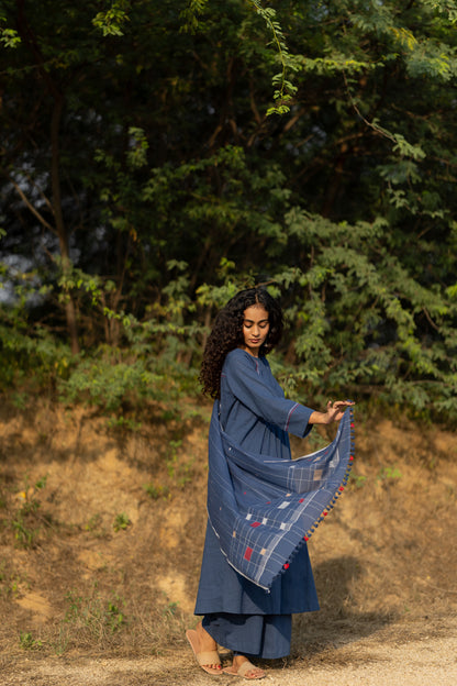 Earthy Blue Kurta Set with Dupatta