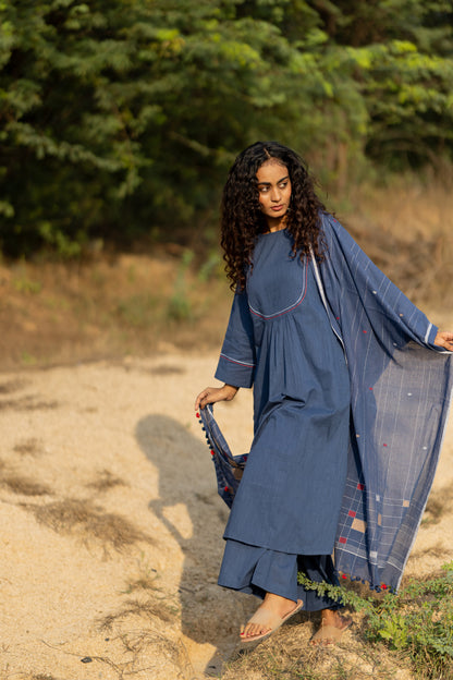 Earthy Blue Kurta Set