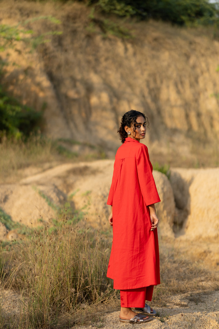 Tomato Red Kurta Set with Dupatta