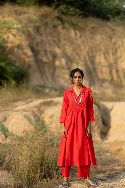 Tomato Red Kurta Set