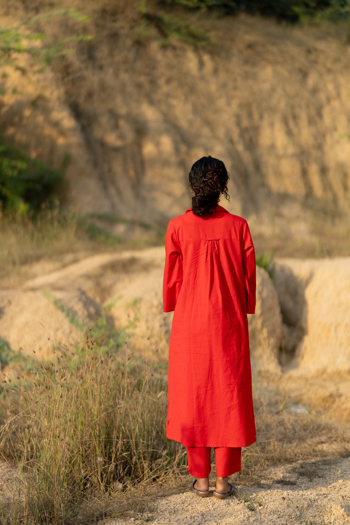 Tomato Red Kurta Set