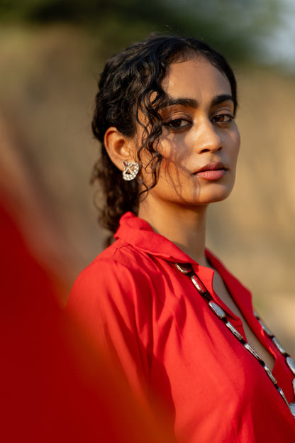 Tomato Red Kurta Set