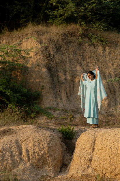 Dewy Blue Kurta Set with Dupatta
