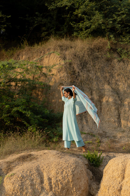 Dewy Blue Kurta Set with Dupatta