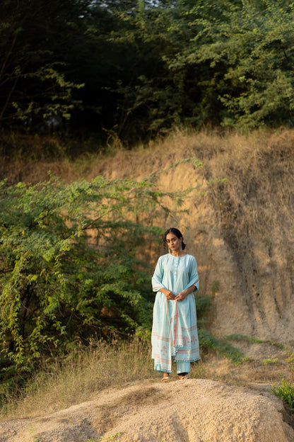 Dewy Blue Kurta Set with Dupatta