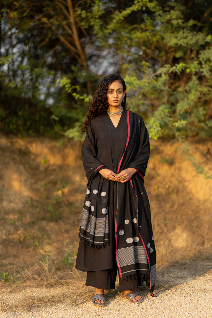Raven Black Kurta Set with Dupatta
