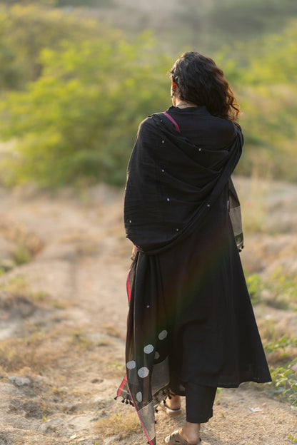 Raven Black Kurta Set with Dupatta