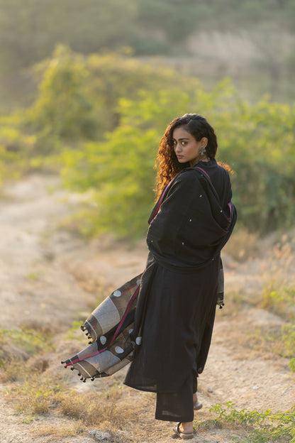 Raven Black Kurta Set with Dupatta