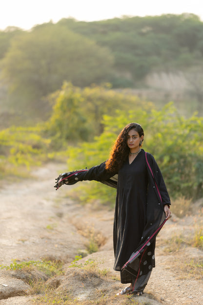 Raven Black Kurta Set with Dupatta