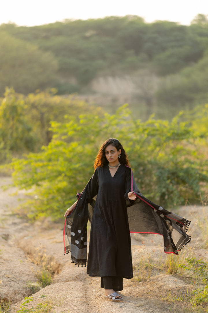 Raven Black Kurta Set with Dupatta