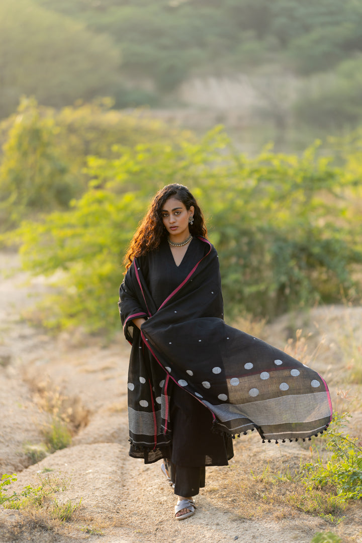 Raven Black Kurta Set with Dupatta