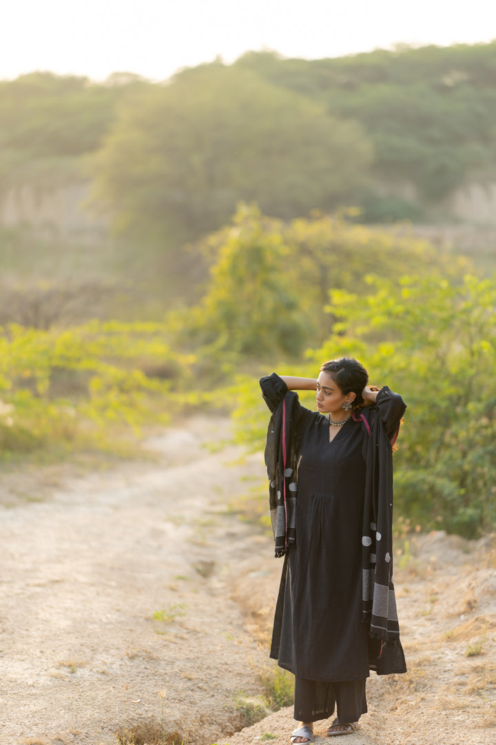 Raven Black Kurta Set with Dupatta