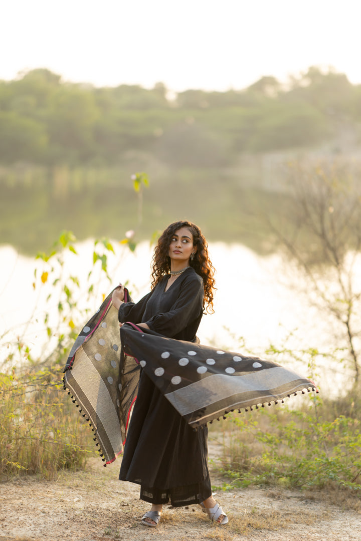 Raven Black Kurta Set with Dupatta