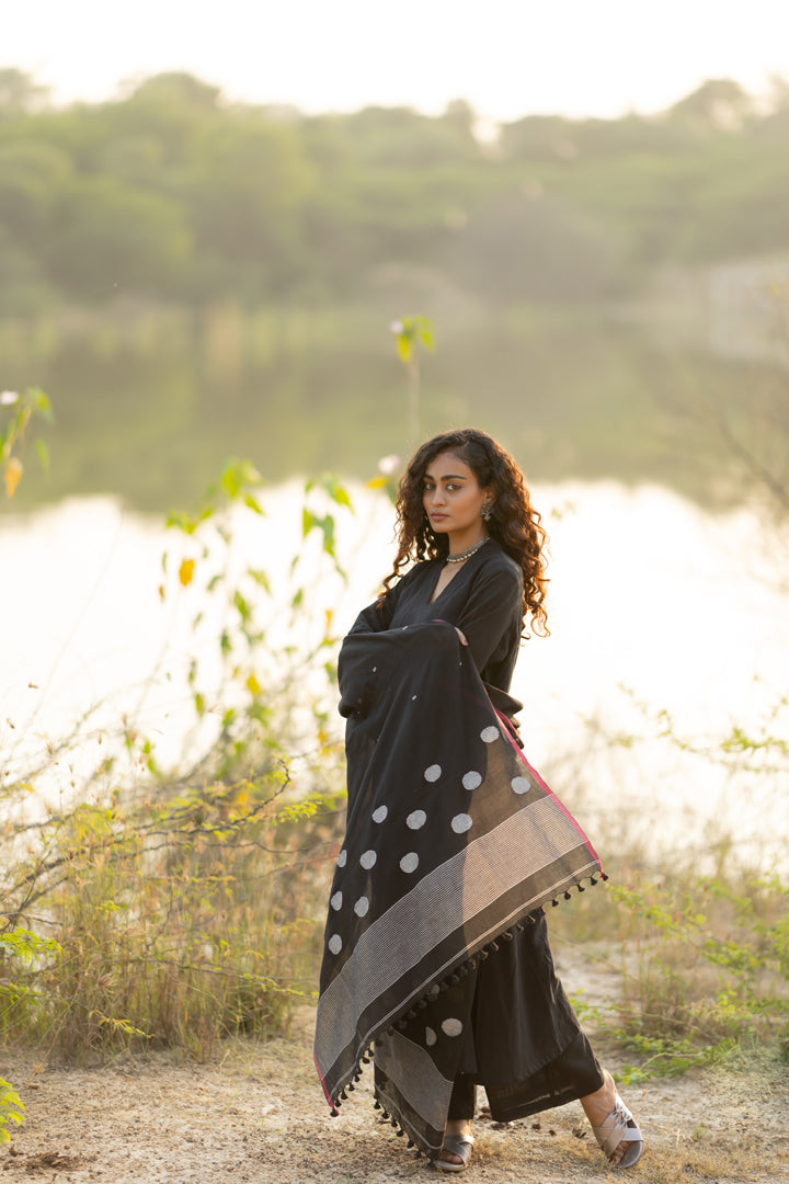 Raven Black Kurta Set with Dupatta