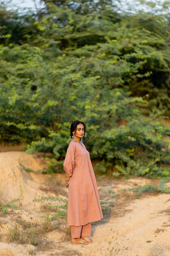 Millenial Pink Kurta Set with Dupatta