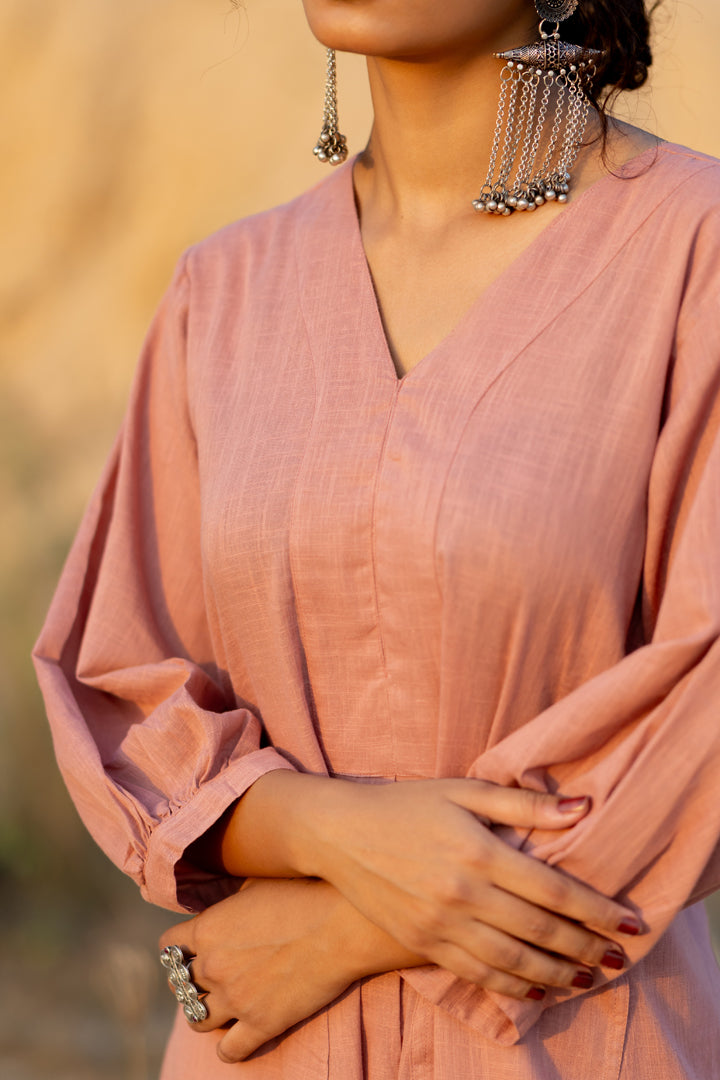 Millenial Pink Kurta Set with Dupatta