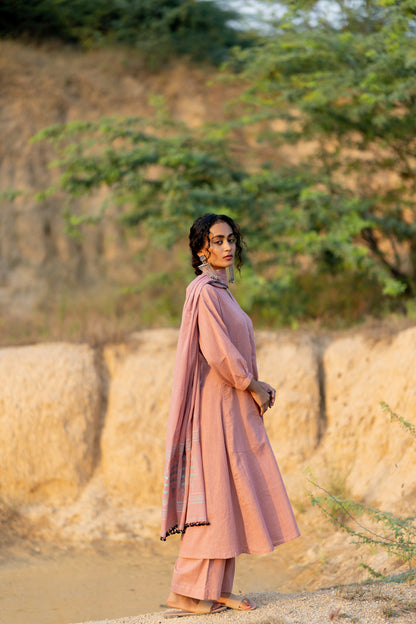 Millenial Pink Kurta Set with Dupatta