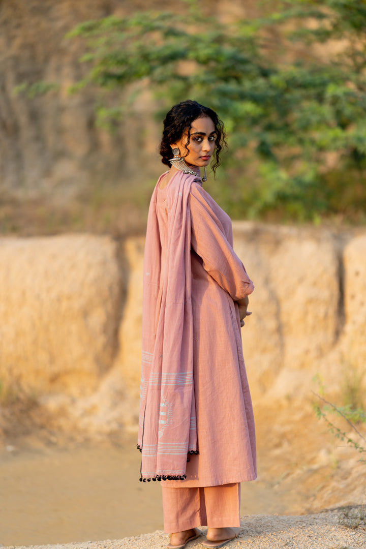 Millenial Pink Kurta Set with Dupatta
