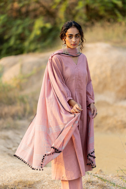 Millenial Pink Kurta Set with Dupatta
