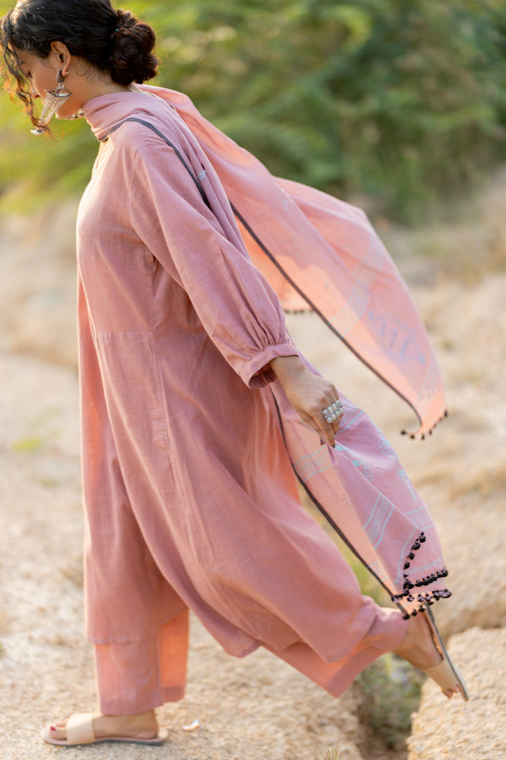 Millenial Pink Kurta Set with Dupatta