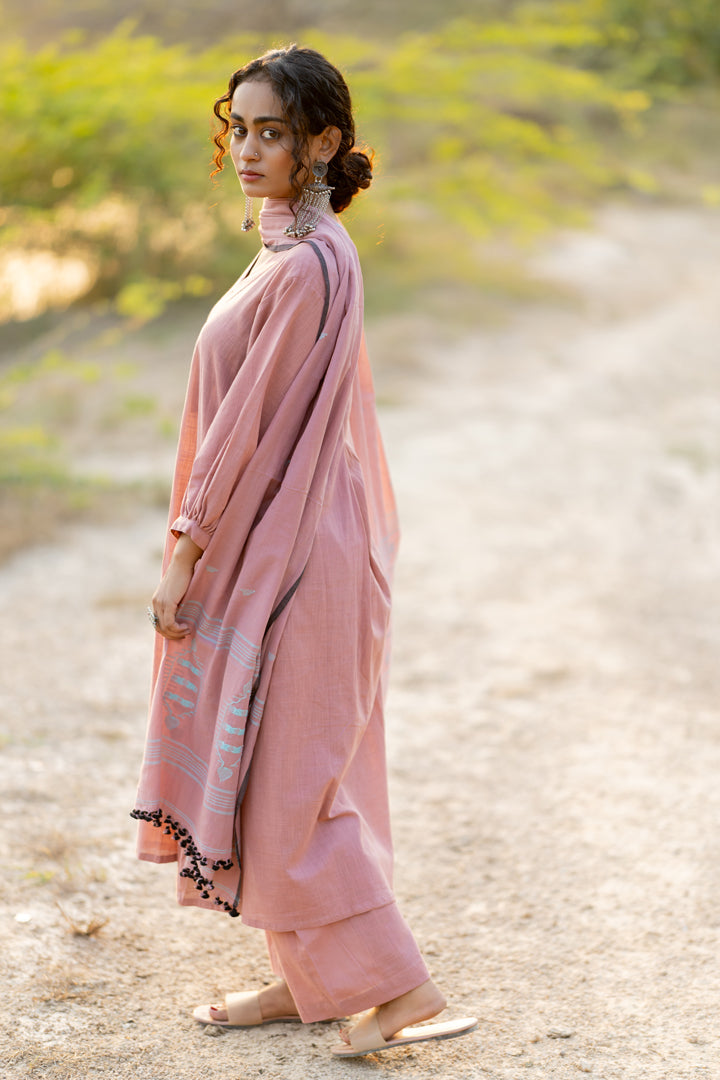 Millenial Pink Kurta Set with Dupatta