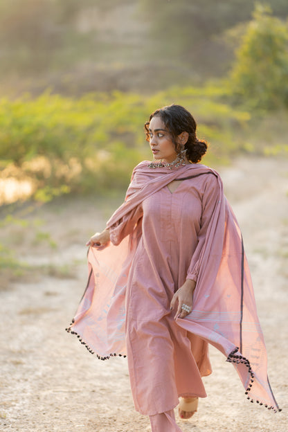 Millenial Pink Kurta Set with Dupatta