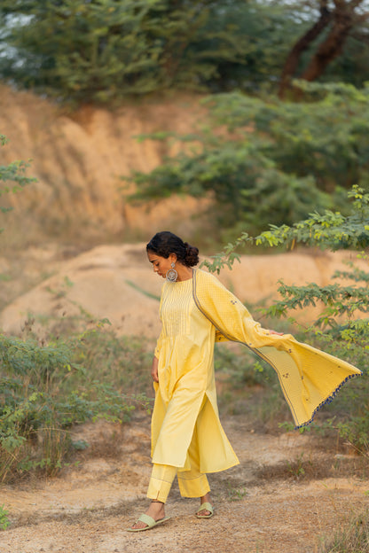 Cupcake Yellow Kurta Set with Dupatta