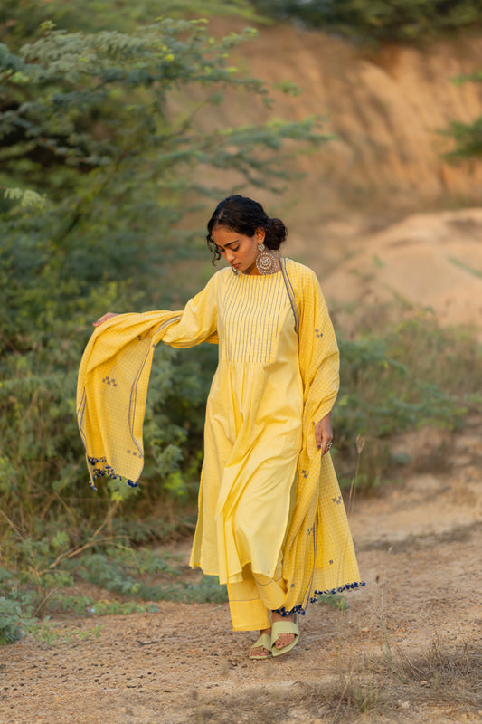 Cupcake Yellow Kurta Set with Dupatta