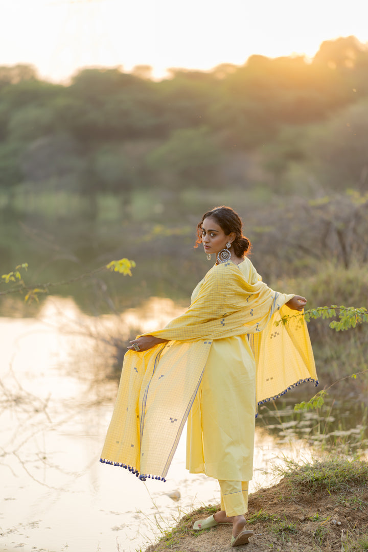 Cupcake Yellow Kurta Set with Dupatta