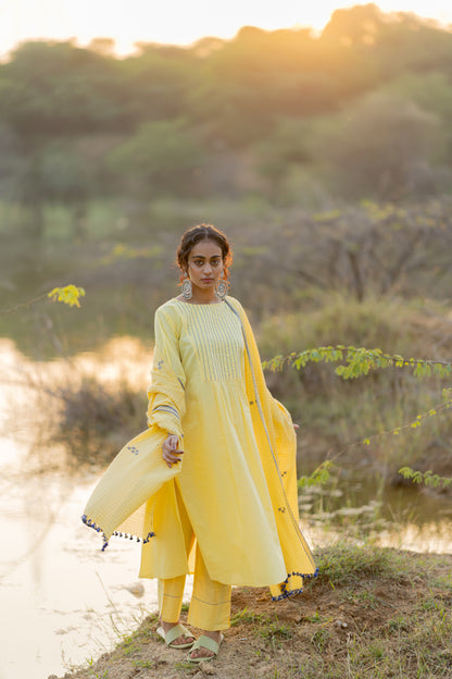 Cupcake Yellow Kurta Set with Dupatta
