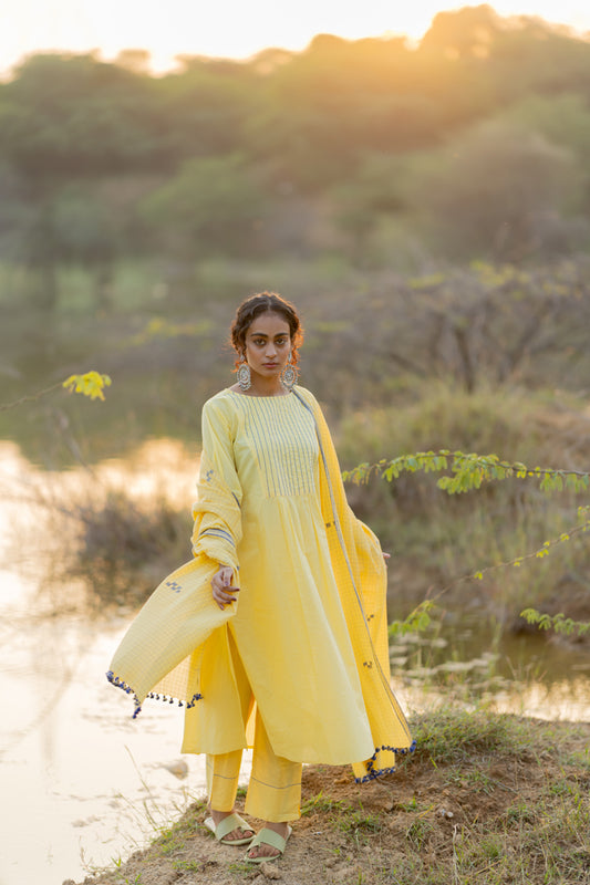 Cupcake Yellow Kurta Set with Dupatta