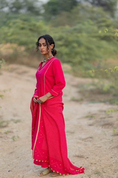 Cerise Kurta Set with Dupatta