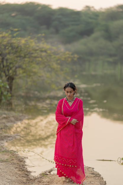 Cerise Kurta Set with Dupatta