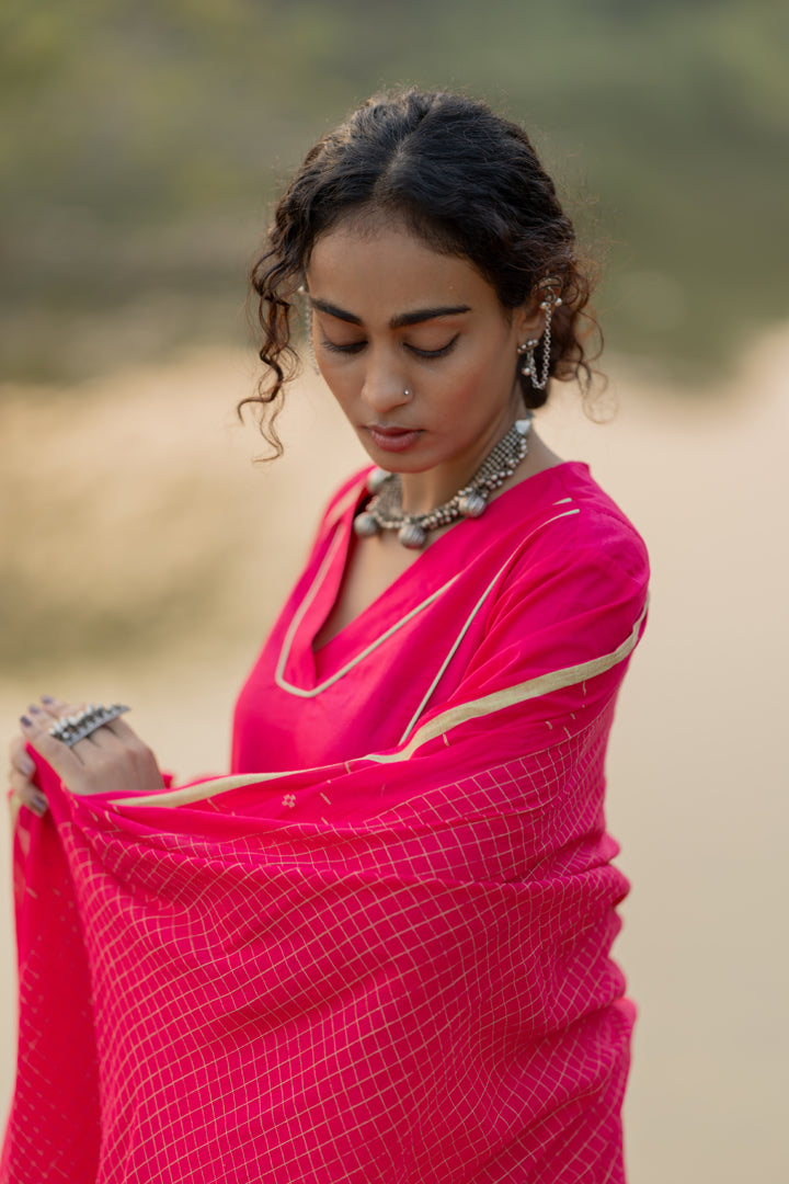 Cerise Kurta Set with Dupatta