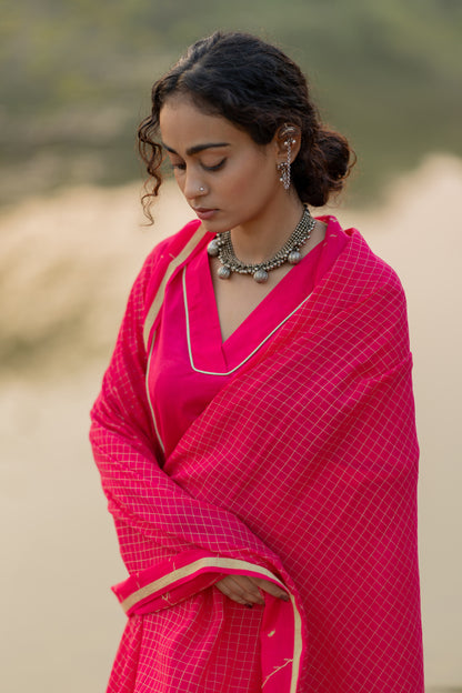 Cerise Kurta Set with Dupatta